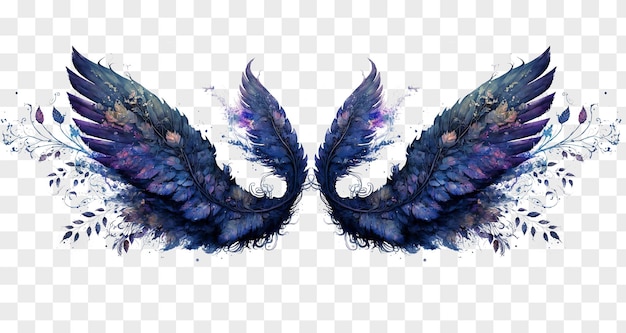 PSD 美しい魔法の水彩天使の羽