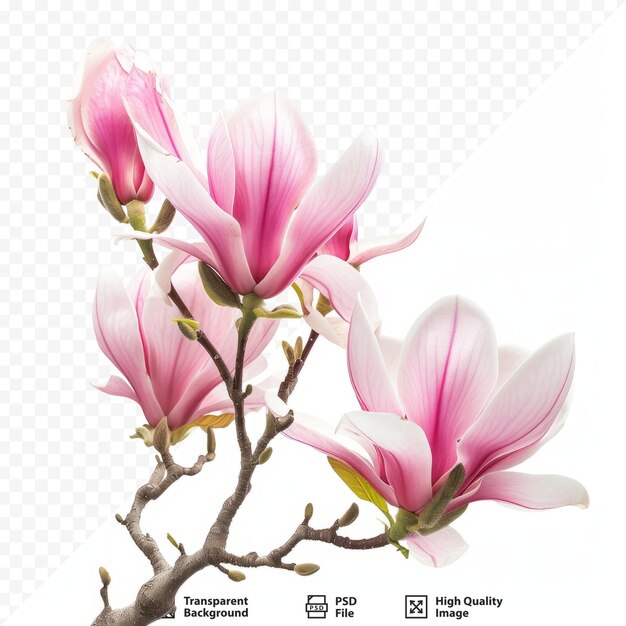 PSD bellissimo bouquet di fiori di magnolia isolato su sfondo bianco isolato