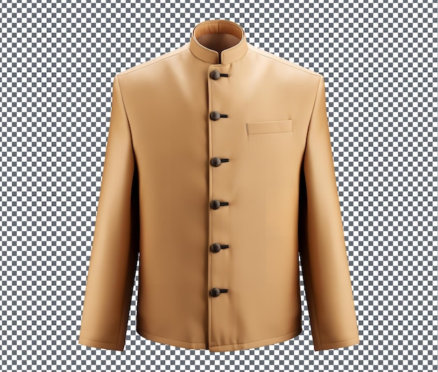 PSD beautiful mandarin collar jacket isolated on transparent background