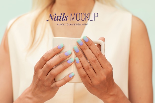 PSD beautiful manicure mockup