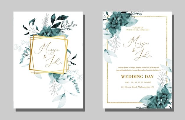 PSD beautiful maroon and peach floral and leaves wedding invitation card psd