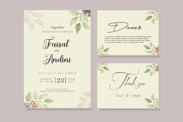 beautiful maroon and peach floral and leaves wedding invitation card psd