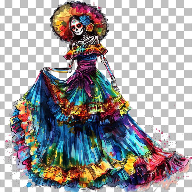 PSD beautiful mexican woman la catrina day of the dead