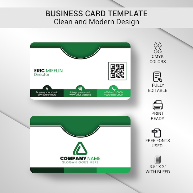 Beautiful Modern Green Business Card Front amp Back