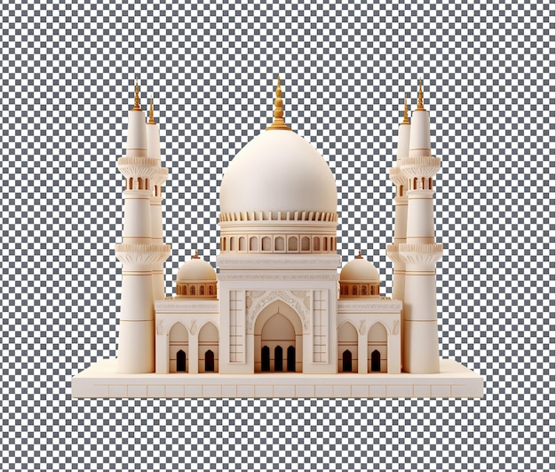 Beautiful mosque shaped 3d ramadan model isolated on transparent background