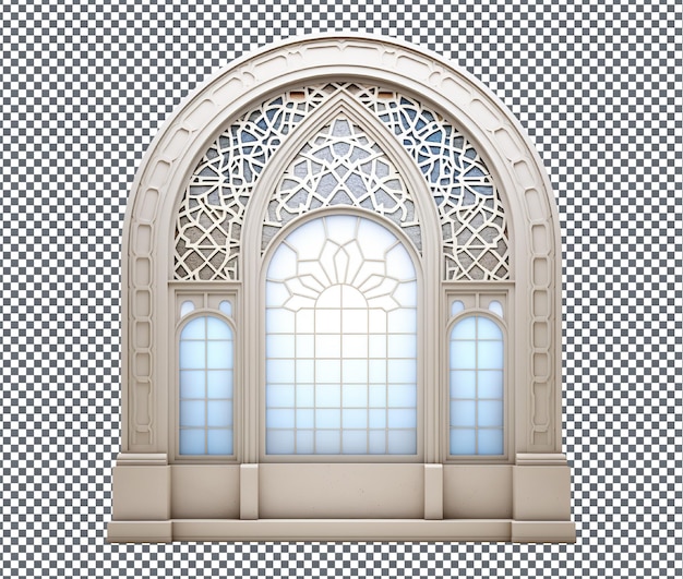 Beautiful mosque window 3d ramadan model isolated on transparent background