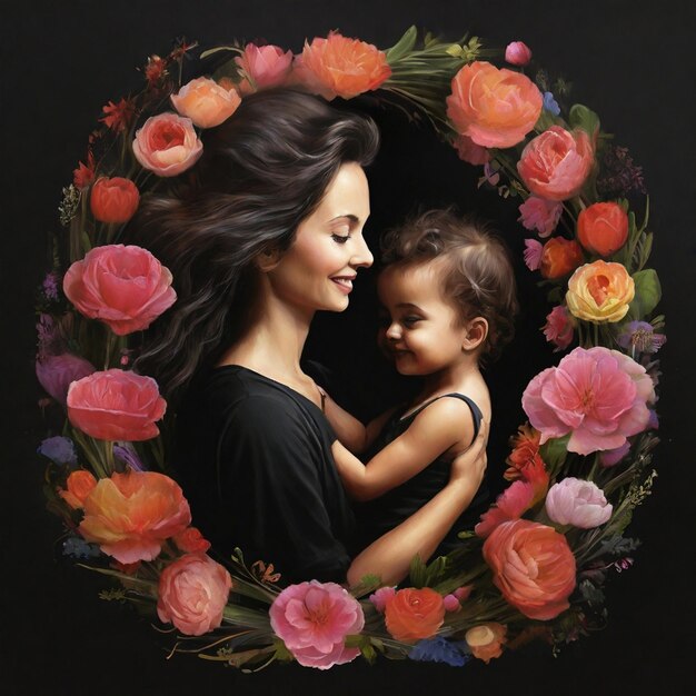 PSD Красивая мать и ребенок всемирный день матери