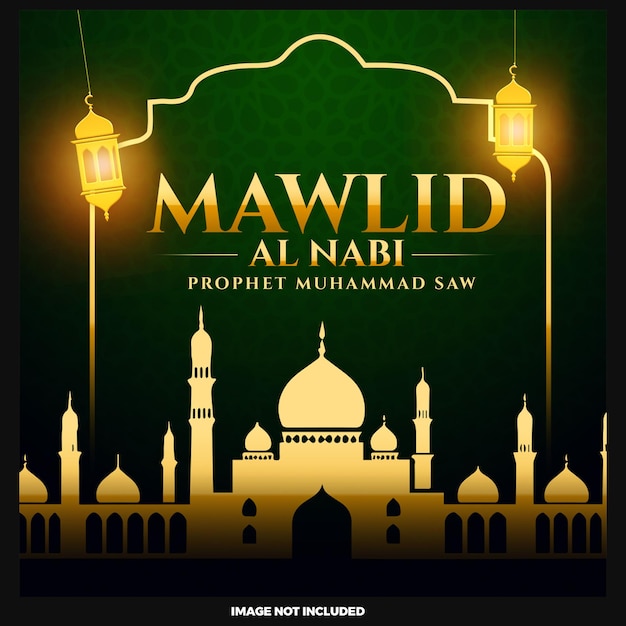 beautiful muhammad prophet mawlid al nabi background design template