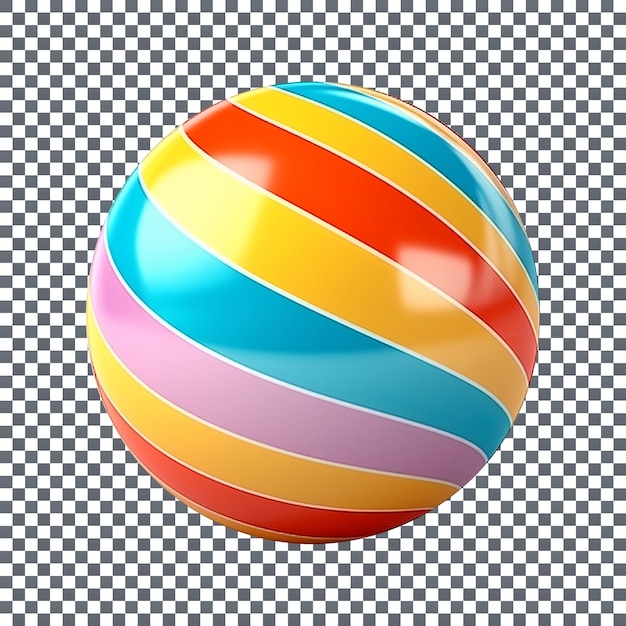Beautiful multicolor beach ball isolated on transparent background