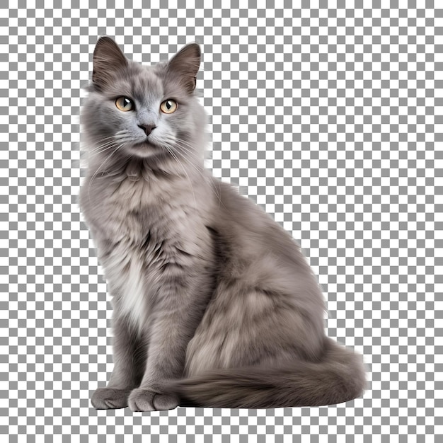 Beautiful nebelung cat breed isolated on a transparent background