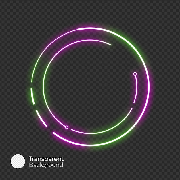 PSD beautiful neon circle line in transparent background