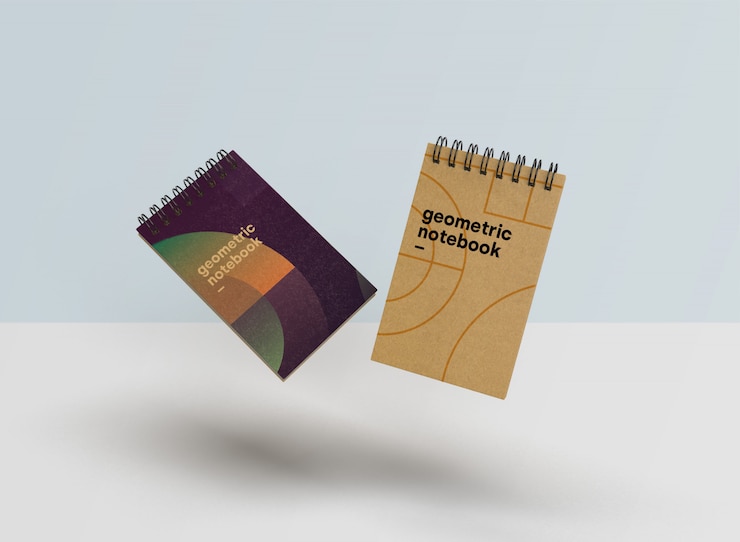 PSD beautiful notebook mockup in geometric style psd