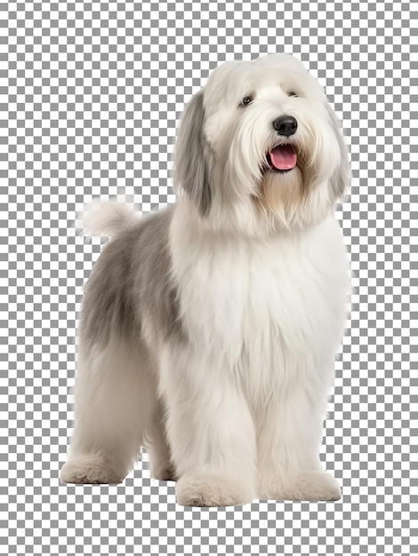 PSD beautiful old english sheepdog breed isolated on transparent background