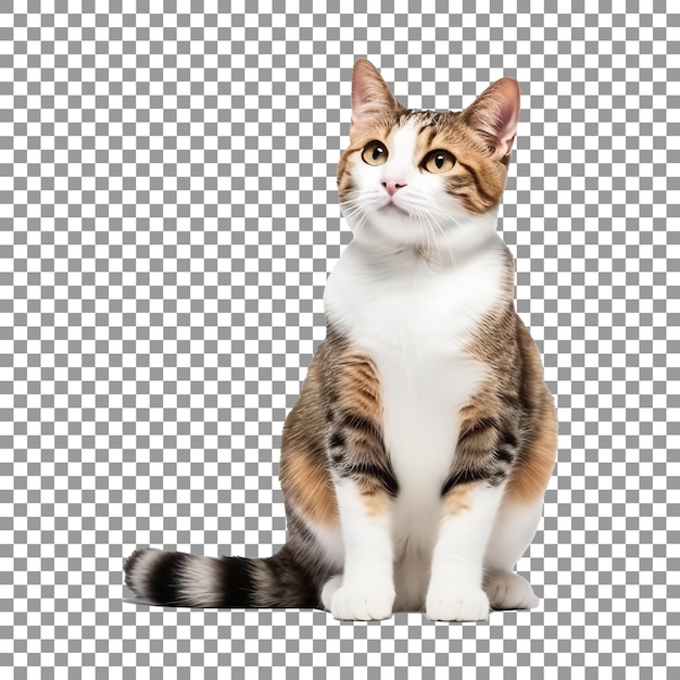 PSD beautiful oriental bicolor cat isolated on transparent background