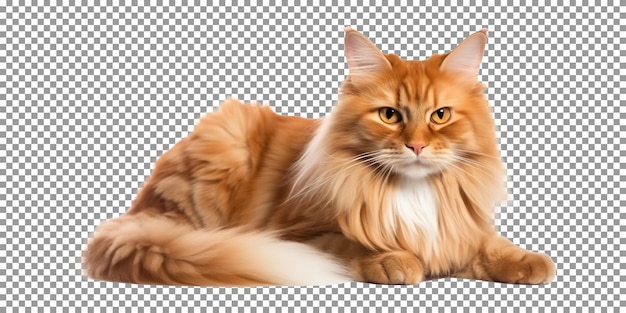 Beautiful oriental longhair cat breed isolated on transparent background
