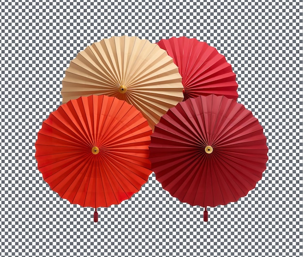 Beautiful paper parasols isolated on transparent background