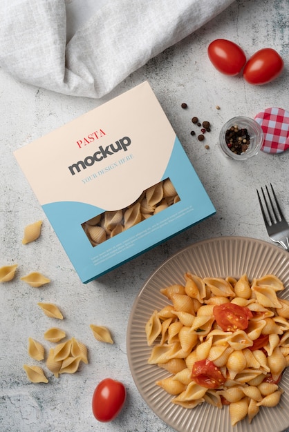 PSD beautiful pasta packaging mockup