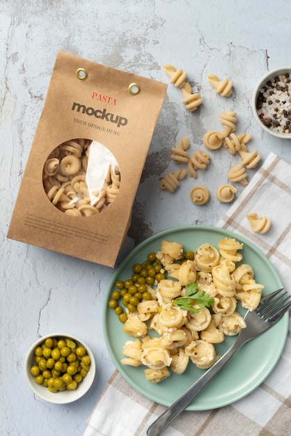 PSD beautiful pasta packaging mockup