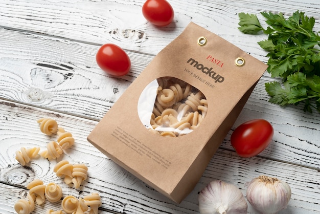 PSD beautiful pasta packaging mockup