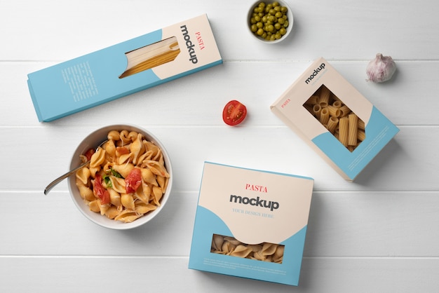 PSD beautiful pasta packaging mockup