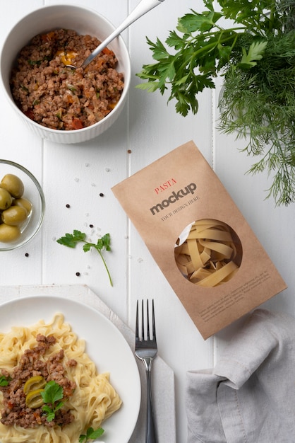 Beautiful pasta packaging mockup