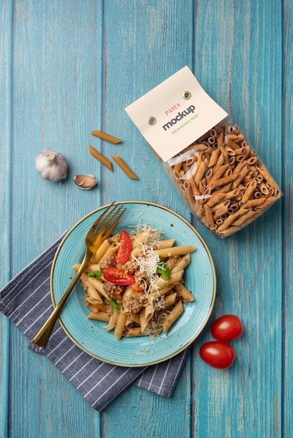 PSD beautiful pasta packaging mockup