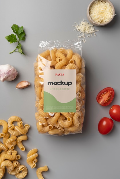 PSD beautiful pasta packaging mockup