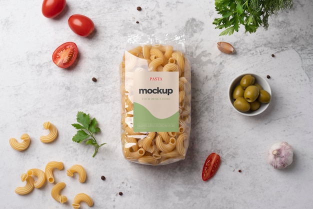 PSD beautiful pasta packaging mockup