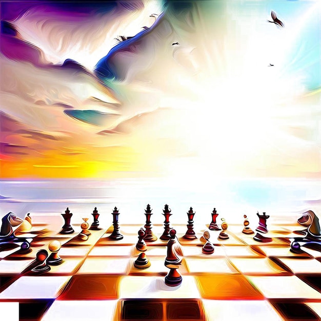 PSD beautiful portrait of a checkboard chess game ai vector art digital illustration image