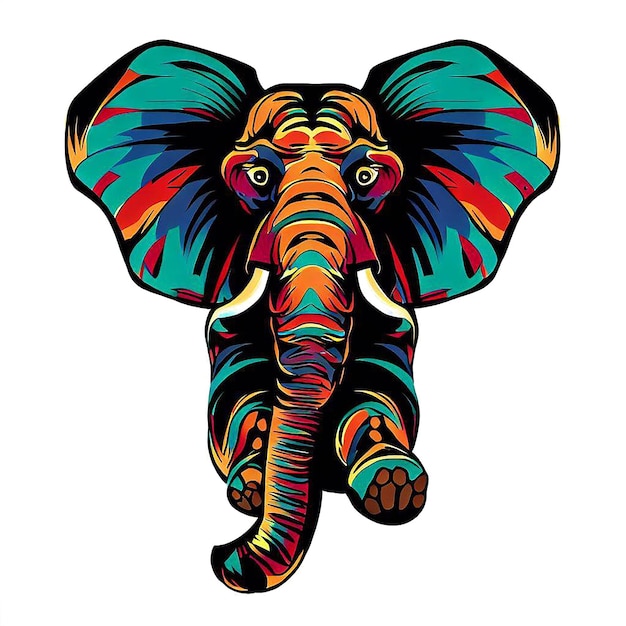 PSD bellissimo ritratto colorato elefante elefante icona avatar ai illustrazione vettoriale immagine sfondo