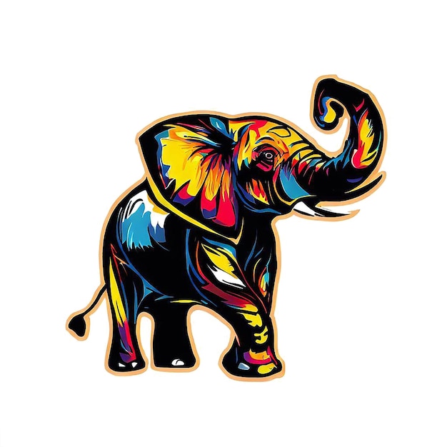 PSD bellissimo ritratto colorato elefante elefante icona avatar ai illustrazione vettoriale immagine sfondo