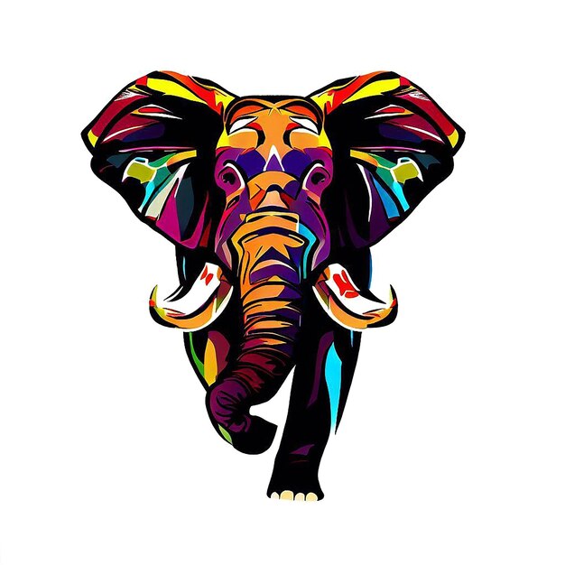 Beautiful portrait fancy colourful elephant face avatar icon vector art digital illustration image