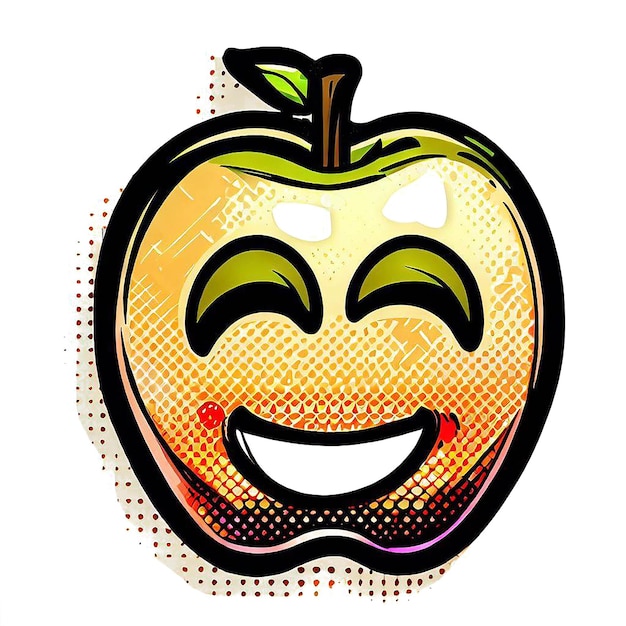 PSD beautiful portrait laughing apple icon ai vector art digital illustration image