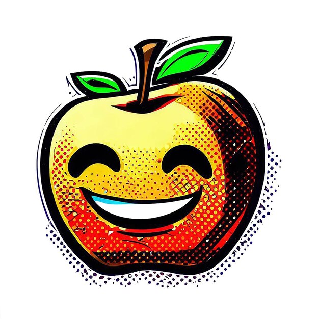 PSD beautiful portrait laughing apple icon ai vector art digital illustration image