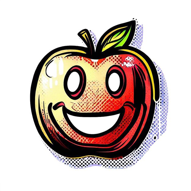 PSD beautiful portrait laughing apple icon ai vector art digital illustration image