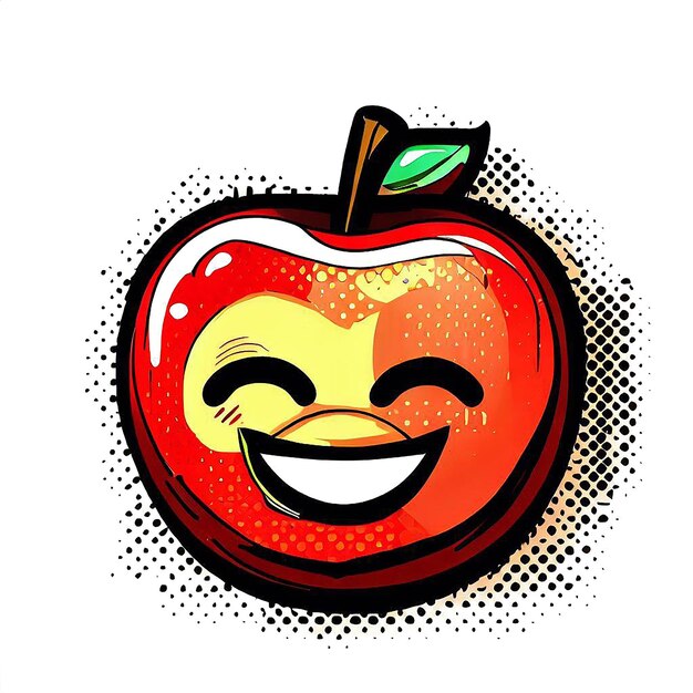 PSD beautiful portrait laughing apple icon ai vector art digital illustration image