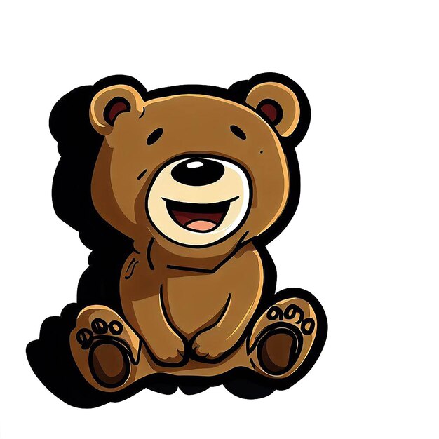 PSD beautiful portrait laughing baby bear avatar icon ai vector art digital illustration image