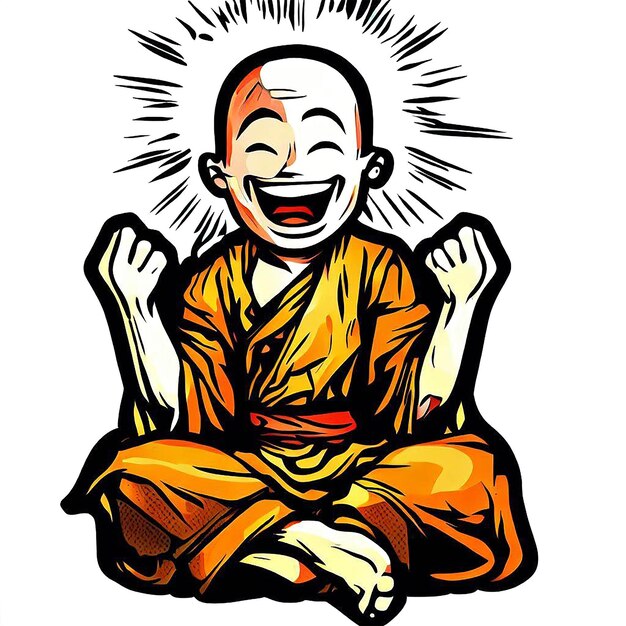 PSD beautiful portrait laughing monk ai vector art digital illustration image