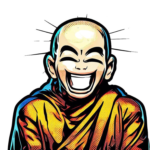 PSD beautiful portrait laughing monk ai vector art digital illustration image