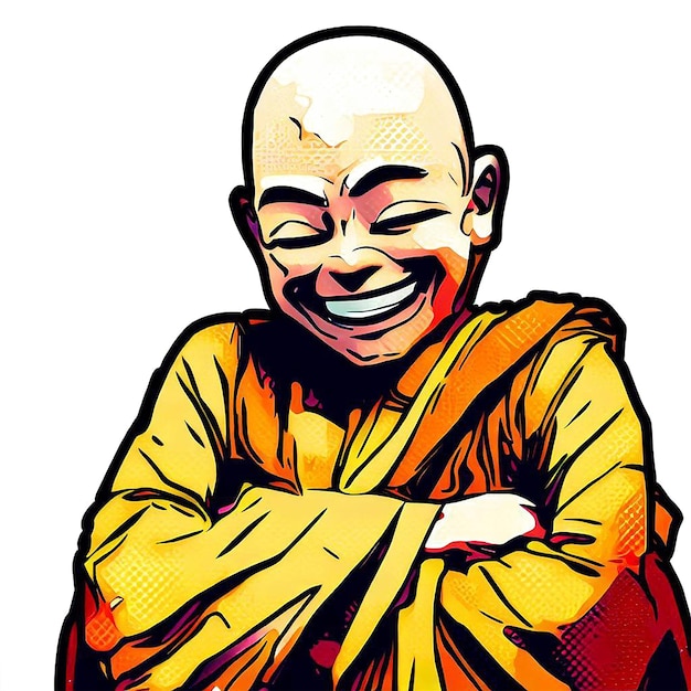 Beautiful portrait laughing monk ai vector art digital illustration image