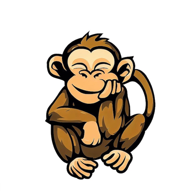 PSD beautiful portrait laughing monkey ai vector art digital illustration image