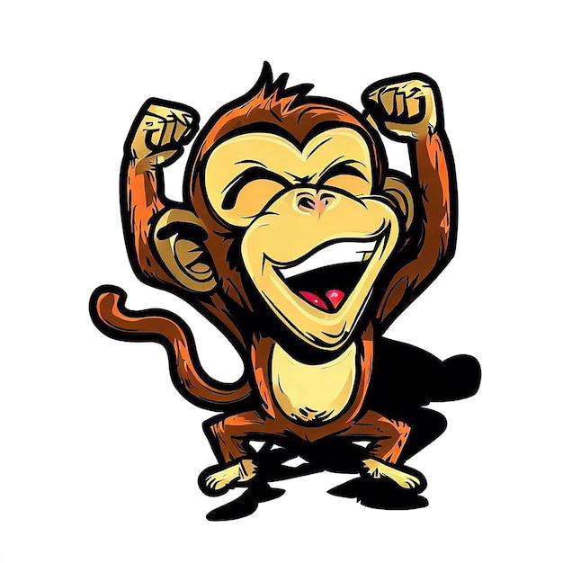 PSD beautiful portrait laughing monkey ai vector art digital illustration image