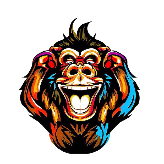 Beautiful Portrait Laughing Monkey ai vector art digital illustration image