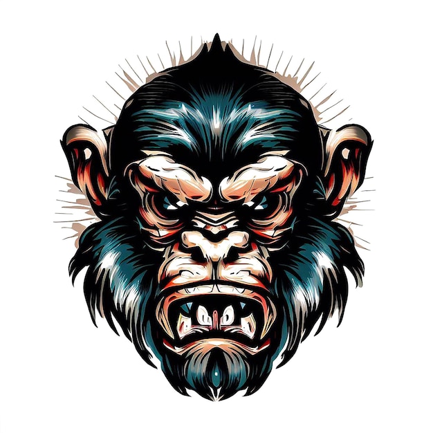 PSD beautiful portrait laughing monkey ai vector art digital illustration image
