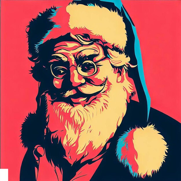 PSD beautiful portrait laughing santa claus ai vector art digital illustration image