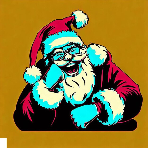 PSD beautiful portrait laughing santa claus ai vector art digital illustration image