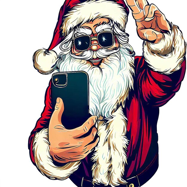 サンタ クロース笑い ai ベクトル アート デジタル イラスト イメージからの selfie の美しいポートレート