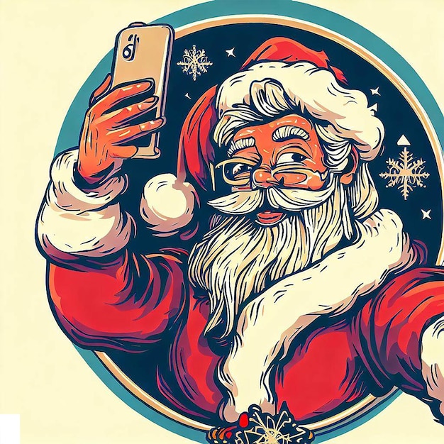 PSD サンタ クロース笑い ai ベクトル アート デジタル イラスト イメージからの selfie の美しいポートレート