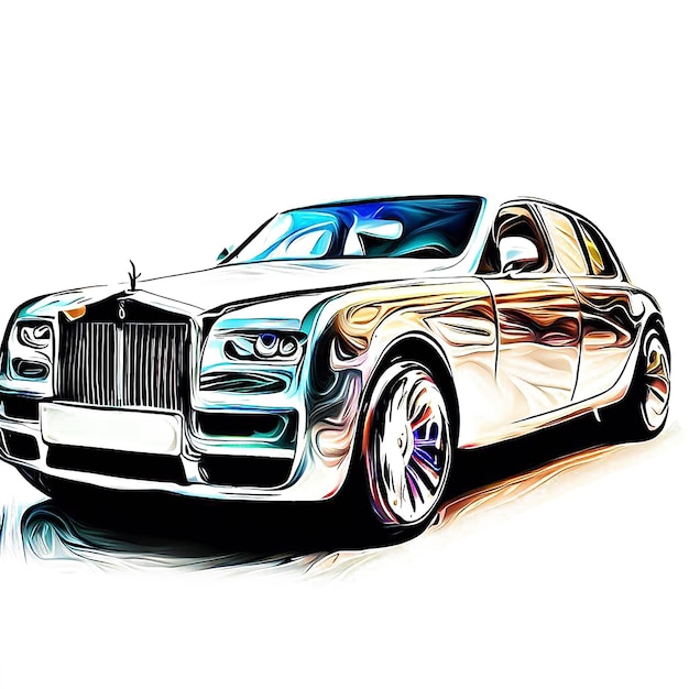 PSD bellissimo ritratto di un'immagine di illustrazione digitale di arte vettoriale rolls royce veicolo limousine ai