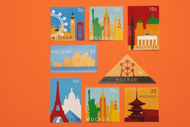 Beautiful postage stamp mockup